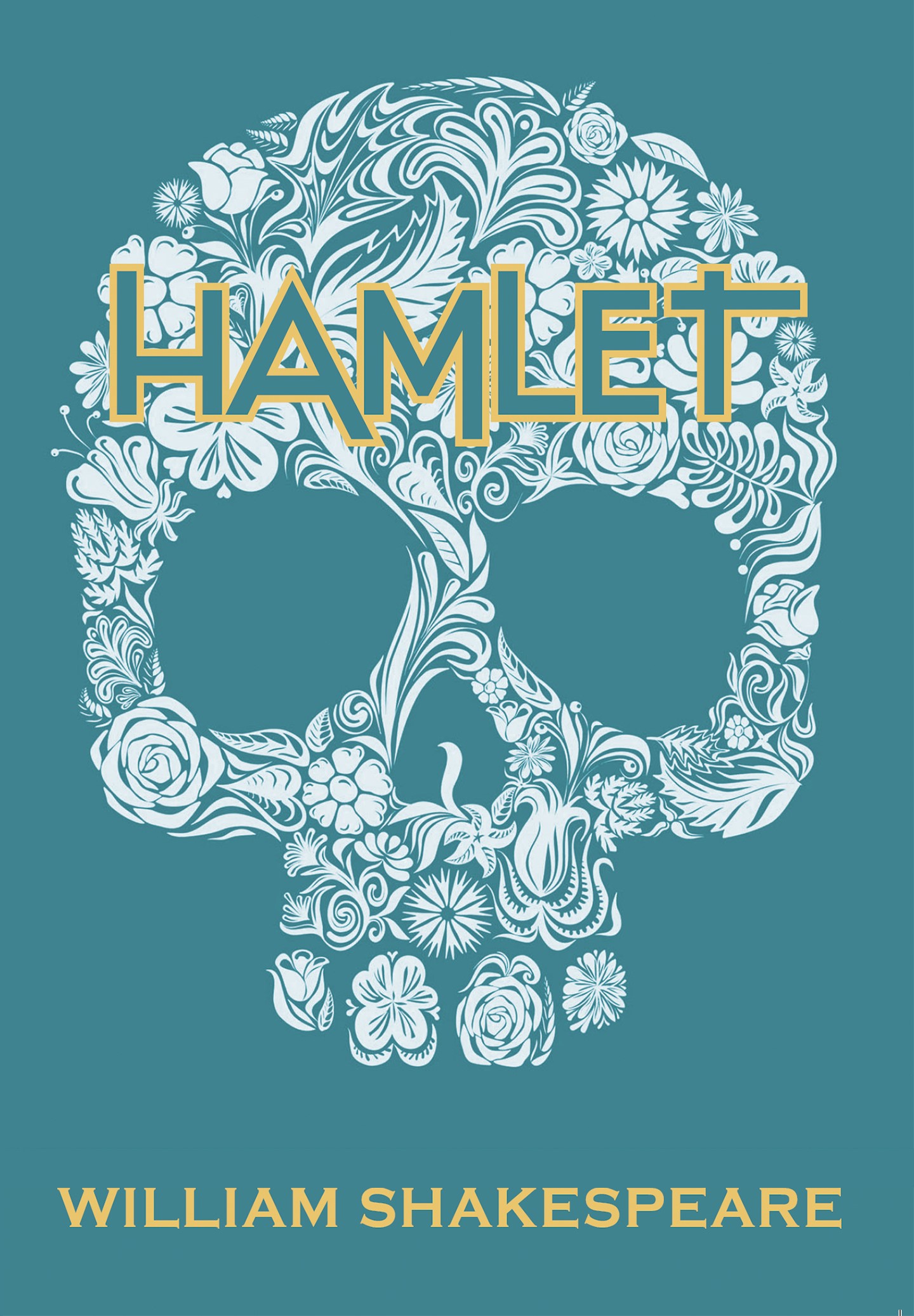 An off-white skull as a book cover design for Hamlet.